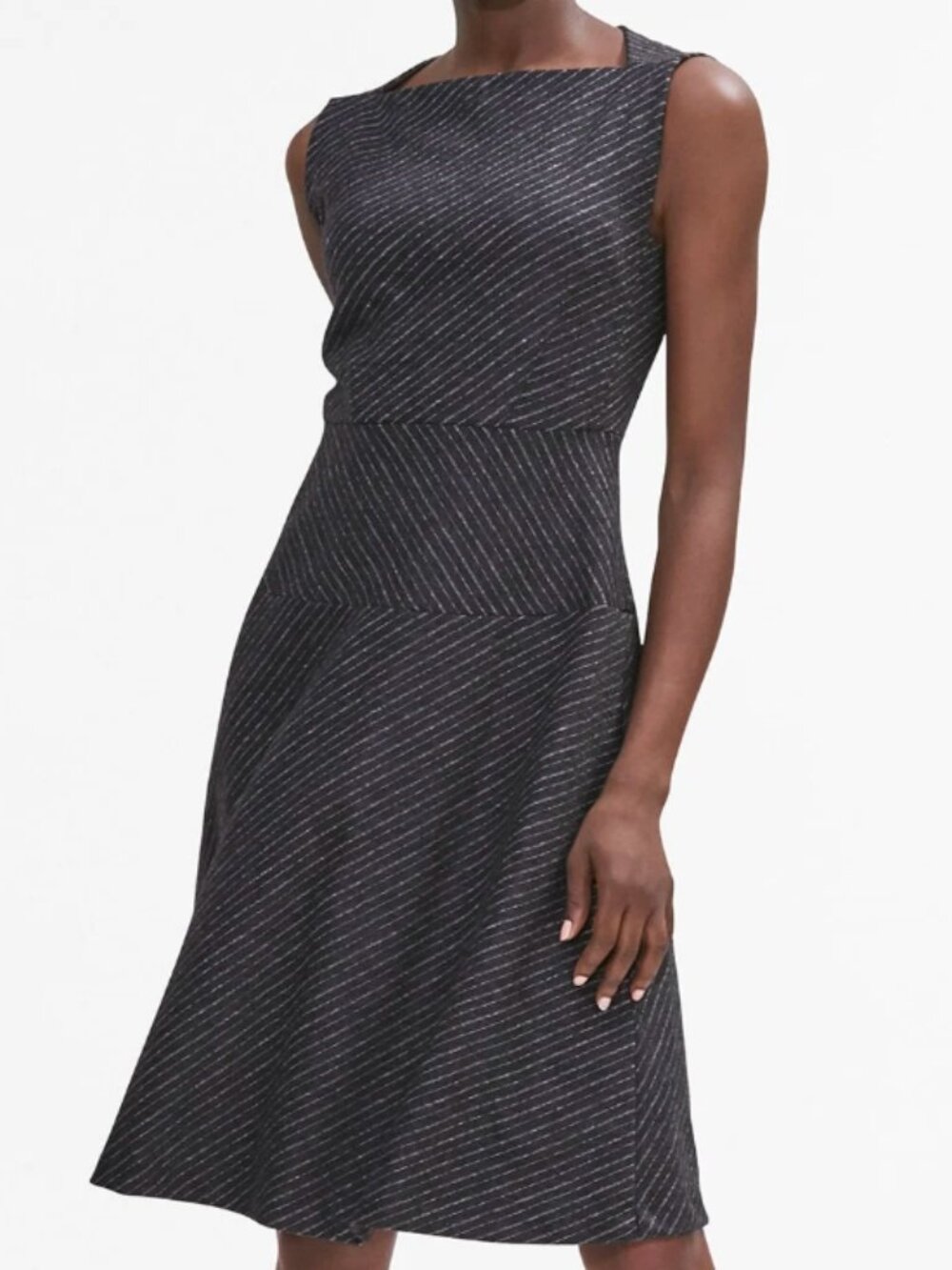 New! M.M.LaFleur The Cindy Dress in Charcoal Grey Etch Pinstripe Women's Size 12